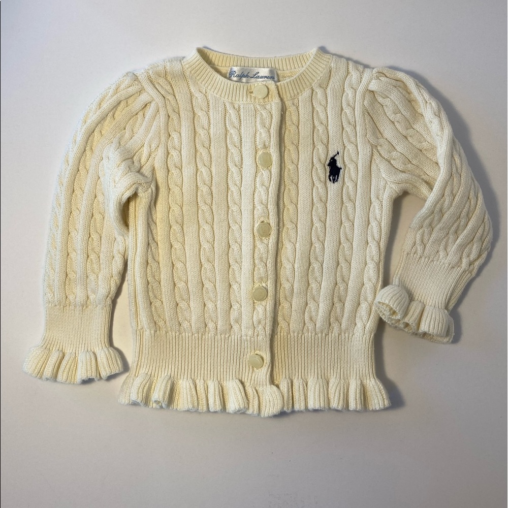 Ralph Lauren Cable Knit Ruffle Cardigan